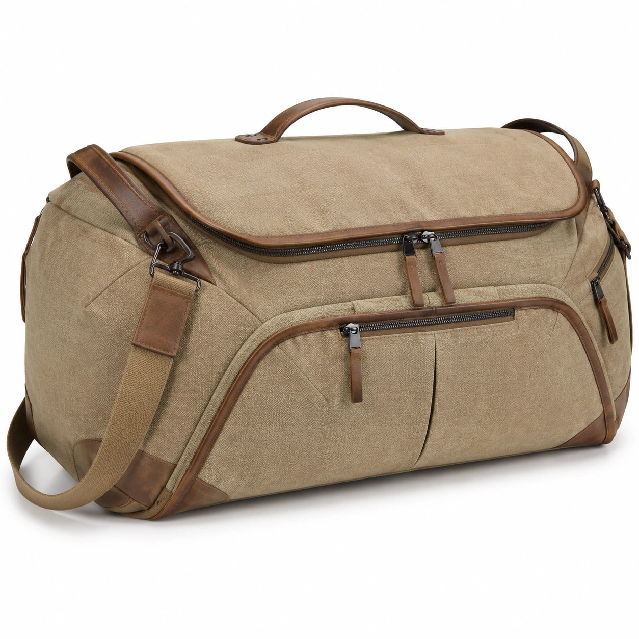 Bolsa de viaje 50 x 25 x 30 cm de tejido beige y detalles marrones con correa ajustable