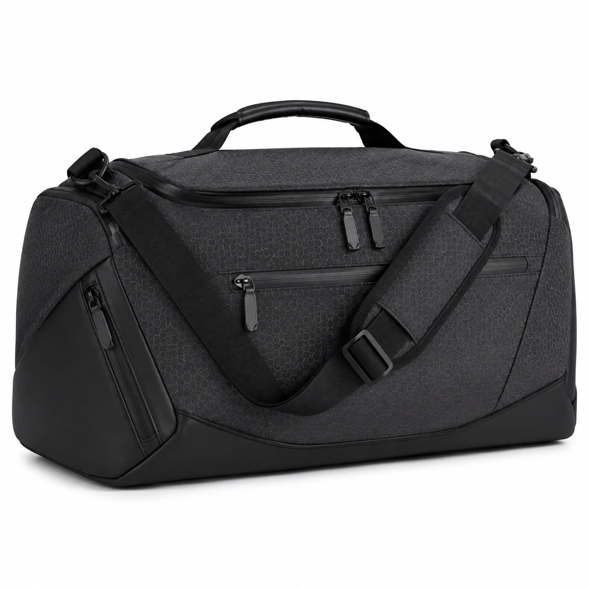 Bolsa de viaje 55 cm de tejido sintético negro con correa ajustable y bolsillos con cremallera