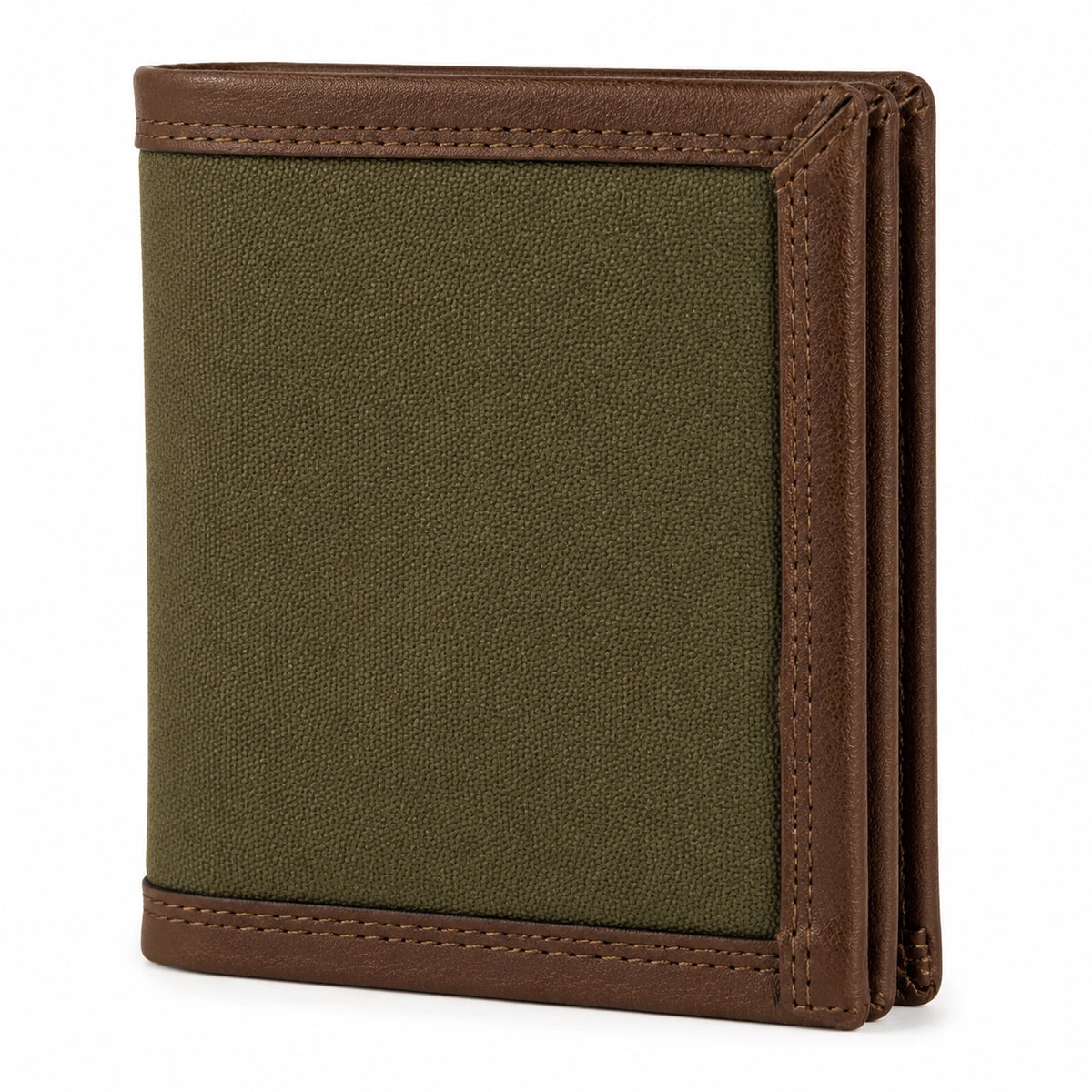 Cartera plegable 12 x 9.5 x 2 cm de tejido y material sintético verde oliva marrón para uso diario