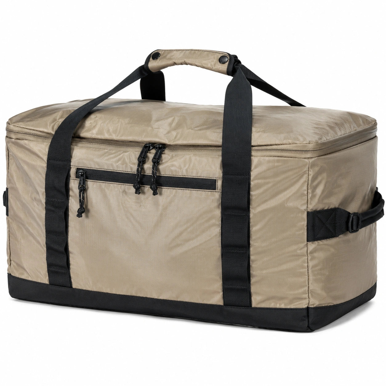 Bolsa de viaje 60 x 35 x 35 cm de tejido sintético beige y negro con compartimentos y asas