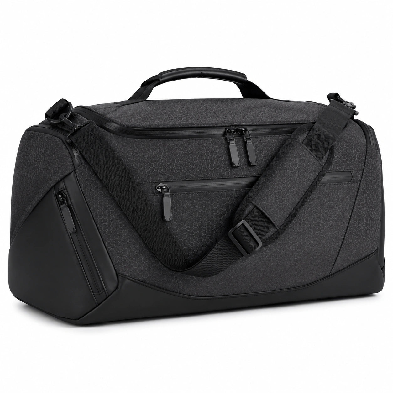 Bolsa de viaje 55 cm de tejido sintético negro con correa ajustable y bolsillos con cremallera