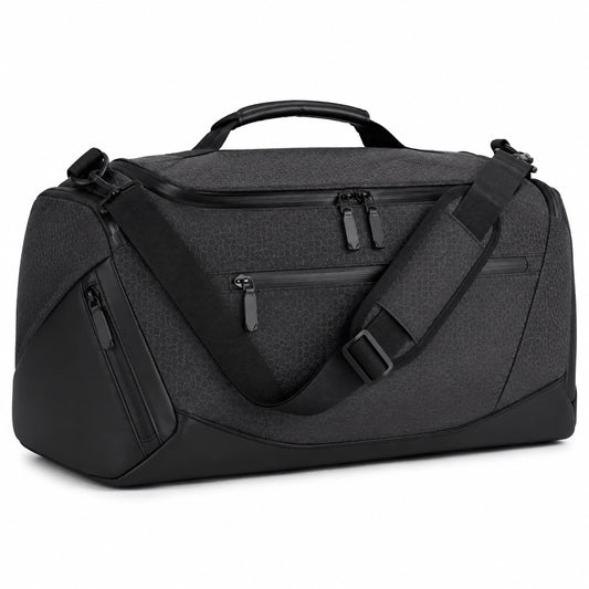 Bolsa de viaje 55 cm de tejido sintético negro con correa ajustable y bolsillos con cremallera