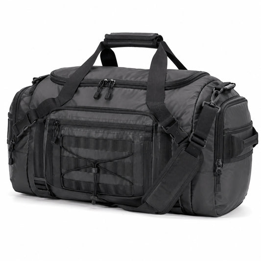 Bolsa de viaje 55 x 30 x 30 cm de tejido sintético negro con compartimentos y correa ajustable