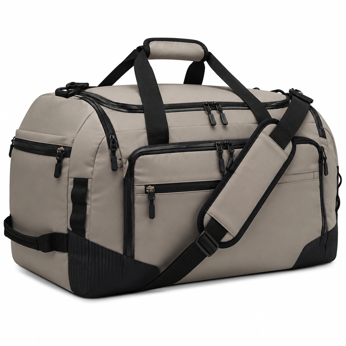 Bolsa de viaje 55 x 28 x 30 cm de poliéster beige y negro con compartimentos para deporte