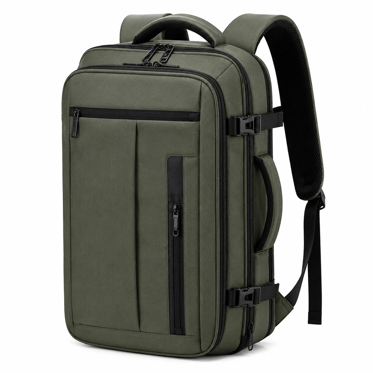 Mochila de viaje 48 x 32 x 18 cm de poliéster verde con compartimentos y asas acolchadas