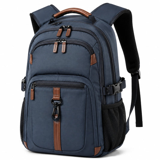 Mochila 45 x 32 x 20 cm de poliéster azul marino para viaje con múltiples compartimentos